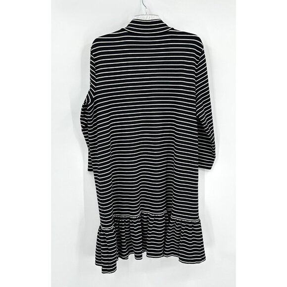 KATE SPADE BROOME STREET dress striped mini ruffle long sleeve black white XXL - Picture 7 of 9